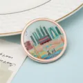 Imán de nevera de recuerdo de Suzhou con ilustración escénica y borde de metal - Estilo Cómic de Suzhou (21#) / 50,8mm