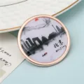 Imán decorativo de nevera recuerdo de Pekín con diseño de tinta y borde oro rosa - Estilo Tinta de Pekín (24#) / 50,8mm