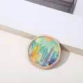 Imán de viaje circular con los monumentos de Guangzhou en un marco dorado - Estilo Pintura de Guangzhou (2#) / 50,8mm