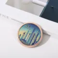 Imán de nevera recuerdo de la ciudad de Nanjing con marco de metal oro rosa - Estilo Tono Azul de Nanjing (18#) / 50,8mm
