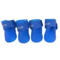 Waterproof silicone pet dog boots set of 4 anti-slip rain shoes for small dogs blue - S / Blue
