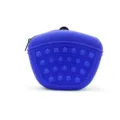 Blue silicone pet treat pouch with pop-it bubble design, portable waterproof dog training bag. - Blue