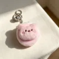 Adorabile specchio da tasca portachiavi a forma di maialino in peluche rosa con texture soffice - Forma di Maiale / Rosa