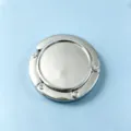 Portable silver metal foldable purse hanger with sparkling rhinestone accents for desks - Plain Silver / Silver