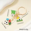 Metal football keychain with dimensions and weight info for sports fans souvenir - Colored Elements Style (004-C)