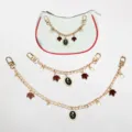Gouden metalen tas ketting met esdoornblad en roos hangers voor dames handtassen - 20cm / Donkerbruin Esdoornblad