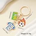Creative soccer theme keychain with Argentina jersey and flame ball charms, 10.18g - Flame Jersey Style (001-C)