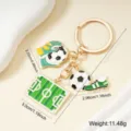 Creative gold metal soccer keychain gift with charms of field, ball and shoes - Classic Football Style (002-C)