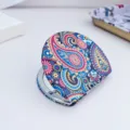 Tragbarer halbkreisförmiger Taschenspiegel mit buntem böhmischem Paisley-Muster aus Kunstleder - 6.1x7.4x1.0cm / Halbkreis Muster 5