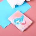 Cute mermaid pattern portable leather makeup mirror with pink and blue gradient - 8.4*5.9cm / Navy Blue and Red
