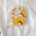 Tragbarer ovaler Klappspiegel mit gelbem Blumendesign für Studenten und tägliche Pflege - Gelbes Blumenmuster / Oval
