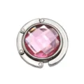 Portable folding handbag hook for desk with elegant pink crystal - 4.50cm / Pink (Rhinestone)