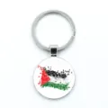 Detailed Palestine flag butterfly pattern crystal glass round keychain for peace - Butterfly Flag Style / Epoxy Style