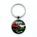 Palestine flag keychain with Free Palestine slogan and protective glass dome pendant - Anti-war Slogan Style (12-玻璃款) / Glass Style