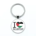 Palestine flag heart keychain with crystal glass pendant for peace and solidarity - I Love Palestine Style (16) / Glass Style