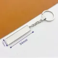 Portachiavi rettangolare in metallo argento vuoto con segni di dimensione 54 mm x 13 mm - Modello liscio (stile 13)