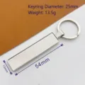 Portachiavi rettangolare in metallo lucido con anello da 25 mm e specifiche di peso 13,5 g - Modello liscio argento (stile 15)