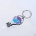 Porte-clés coupe-ongles en argent avec incrustation artistique motif marbre violet - Style Circulaire 1