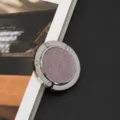 Foldable circular purse hook with purple glitter inlay on a metal frame - Purple Glitter
