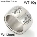 Brede holle cartoon strass ring, 13mm roestvrijstalen mode statement ring voor dames. - Opruimingsvoorraad / KR48173-K