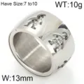 Brede 13mm holle cartoon persoon strass ring, roestvrij staal ouder-kind ring variant SKU - Opruimingsvoorraad / KR48174-K