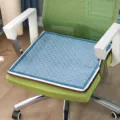 Blue quilted office chair cushion detail showing soft fabric texture and neat edge binding. - 50*50cm / Square Cushion Blue