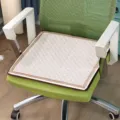 Breathable office chair cushion detail shot showing mesh texture and neat brown edging design. - 50*50cm / Square Cushion Beige