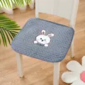 Thickened anti-slip chair cushion with cute rabbit embroidery, soft fabric pad for office. - 44x44cm Universal for Standard Chairs / Quilted Bunny Dark Gray