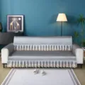 Quilted sofa cover with elegant lace fringe, thick protective slipcover for living room. - 1-Seater 90*90CM / Blooming Flowers - Grey