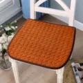 Coussin de chaise rond confortable avec design matelassé et bordure marron pour chaises. - Orange uni antidérapant matelassé