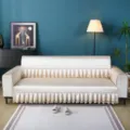 Quilted sofa cover with elegant lace fringe skirt, thick and breathable for all seasons use. - 1-Seater 90*90CM / Blooming Flowers - Beige