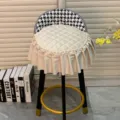 Housse de chaise incurvee dossier bas coussin de salle a manger demi-cercle moderne - Beige