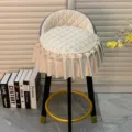 Housse de chaise incurvée coussin dossier court tabouret de bar design matelassé élégant - Beige uni