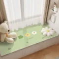 Crystal velvet bay window cushion green floral tatami mat soft bedroom window sill seat pad - 50*80cm / Green Three Flowers