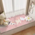 Pink crystal velvet bay window cushion with cute cat print, cozy home balcony mat for all seasons. - 50*80cm / Pink Cat
