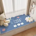 Crystal velvet bay window cushion, cute bear pattern soft tatami mat for bedroom home decor - 50*80cm / Blue Bear