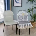Housse de chaise de salle à manger luxueuse nordique, matelassée incurvée avec bordure en dentelle. - Gris Jinxiu Tianhua