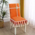 Housse de chaise de salle à manger matelassée orange avec décor de fleurs en dentelle. - L / Rembourrage doux style chinois orange Jin Shang Tian Hua