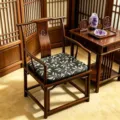 Chinesisches Holzstuhl Sitzkissen florale Sitzauflage für traditionellen Sessel und Tisch - 45x45cm / Schatten Schwarz