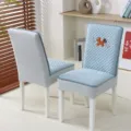 Thick elastic dining chair cover with cute cartoon horse embroidery, soft quilted fabric for home decor. - Ping'an Horse Style / Green