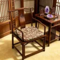 Chinesischer Stil Massivholz Stuhl Kissen Blumen Druck Sitzkissen fuer Teetisch Sessel Hauptbild - 45x45cm / Schatten Kaffee