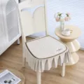 Beige quilted dining chair cushion with ruffled skirt for home seat pad decor new - Warm Beige Chair Cushion