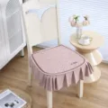 European style dining chair cushion with ruffled skirt, pink quilted seat pad for home. - Warm Pink Chair Cushion