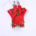 Red plush reindeer antlers and nose car decoration accessory kit for Christmas holidays. - Red
