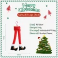 Decorazione per auto gambe di Babbo Natale elfo, dimensioni 49x28 cm in morbido pile rosso. - Stile Gambe di Babbo Natale / Rosso