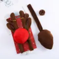 Festive Christmas reindeer antlers and red nose car decoration set with tail accessory - With Tail Style / Dark Brown