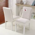 Quilted dining chair cover set for home kitchen, solid color soft protective slipcover with decor. - Prosperity Horse Beige
