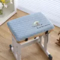 Thickened student seat cushion with cute mushroom embroidery and secure straps for chairs. - Mushroom House - Blue