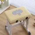Thickened memory foam seat cushion with cute cartoon elephant embroidery for student chairs. - Gentleman Elephant Gold