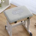 Thickened student desk chair cushion with cute elephant embroidery and plaid pattern. - Gentleman Elephant Grey